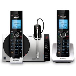 VTech DS6771-3 Connect to Cell, Cordless Phone with Answering Machine, DECT 6.0 Headset+2 Handset Intercom, Bluetooth, Caller ID/Call Waiting, Expandable System - Silver/Black
