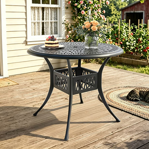 nicesure Dining Table Round Outdoor Dining Table 35.43-in W x 35.43-in L with Umbrella Hole