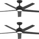 ocioc 52 inch Ceiling Fans with Lights, 2 Pack Black Ceiling Fan with Light and Remote Control, 3CCT, Quiet DC Motor, 5 Blades Modern Ceiling Fan for Living Room Farmhouse Bedroom