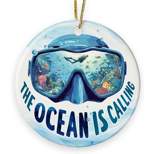 Scuba Diving Ornament 2025, Ornaments for Christmas Tree Decor, Xmas Gifts for Scuba Divers Friends, Women, Men, Double Sided Ceramic Ornaments for Christmas Hanging Decorations