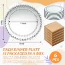 Suclain 6 Pcs Mirrored Glass Charger Plates 13 Inch Silver Mirror Plates Round Chargers for Dinner with Diamond Rim Settings for Wedding Birthday Party Events (Round Diamond Rim), 13 inches/ 33 cm