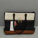 LOVEVOOK Laptop Bag for Women,15.6 Inch Vintage Work Tote Bags for Women,Leather Teacher Bag,Large Handbag Computer Briefcase (Black/White/Brown)