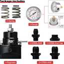 Adjustable EFI Fuel Pressure Regulator Kit 3-70PSI with AN8 Feed Port and AN6 Return Port (black)
