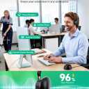 Wireless Headset with Mic for Work, AI ENC Noise Cancelling for Clear Call & Meeting, Single Ear Work Headset with Charge Stand for Remote & Office. Bluetooth 5.3 & USB 2.4G Dongle for Zoom & Teams