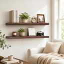 Floating Shelves for Wall, Solid Radiata Pine, 30 Inch, Set of 2, 30x6.8x1.3