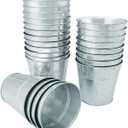 25 Pack Round Metal Bucket, 4.72 x 4.72 x 3.54 Inch, Galvanized Metal Planters for Balcony Garden Decor, Parties, Weddings