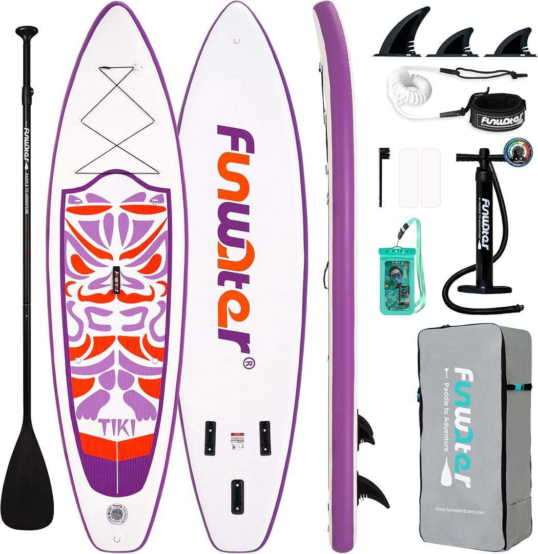 FunWater Inflatable Stand Up Paddle Board with Beginners SUP Accessories, 10'6×33"×6"