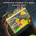 LED Note Board with 7 Colors LED Drawing Board with Stand Light Up Dry Erase Board Acrylic Include Adapter for Kids, Room/Store/Office/Festival/Gift(11.7"x15.8")