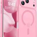 CANSHN Magnetic Compatible with iPhone 17 Pro Case, Upgraded [Full Camera Protection] [Compatible with Magsafe] [Translucent Matte] Shockproof Protective Phone Cover 6.3 Inch - Pink