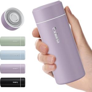 UpgradedExllena Small Insulated Water Bottle 8 oz/250ml Mini Insulated Water Bottle for Hot & Cold Drinks, Perfect Small Flask for Travel, Purse...(Light Purple)