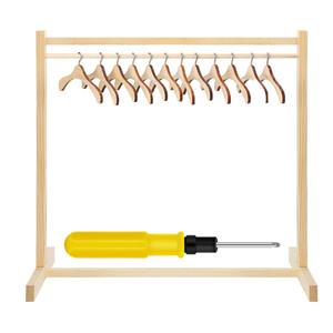 Estune Dog Garment Rack with 12 Wood Pet Clothes Hanger Wooden Dog Dress up Storage Small Closet Pet Clothes Organizer Accessories for Doll Cat and Puppy(Medium)