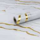 White Gold Marble Contact Paper for Countertops A Set of 23.6" X 197"Glossy Peel and Stick Wallpaper Waterproof Self-Adhesive Removable Wall Paper for Kitchen Cabinets Bathroom Furniture Refurbishment