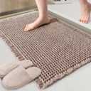 ZALL Tan Waffle Bath Mat,Super Absorbent Non Slip Bathroom Rug,Brown 18x30inch,Machine Washable Ultra Soft Floor Mats (1830inch)