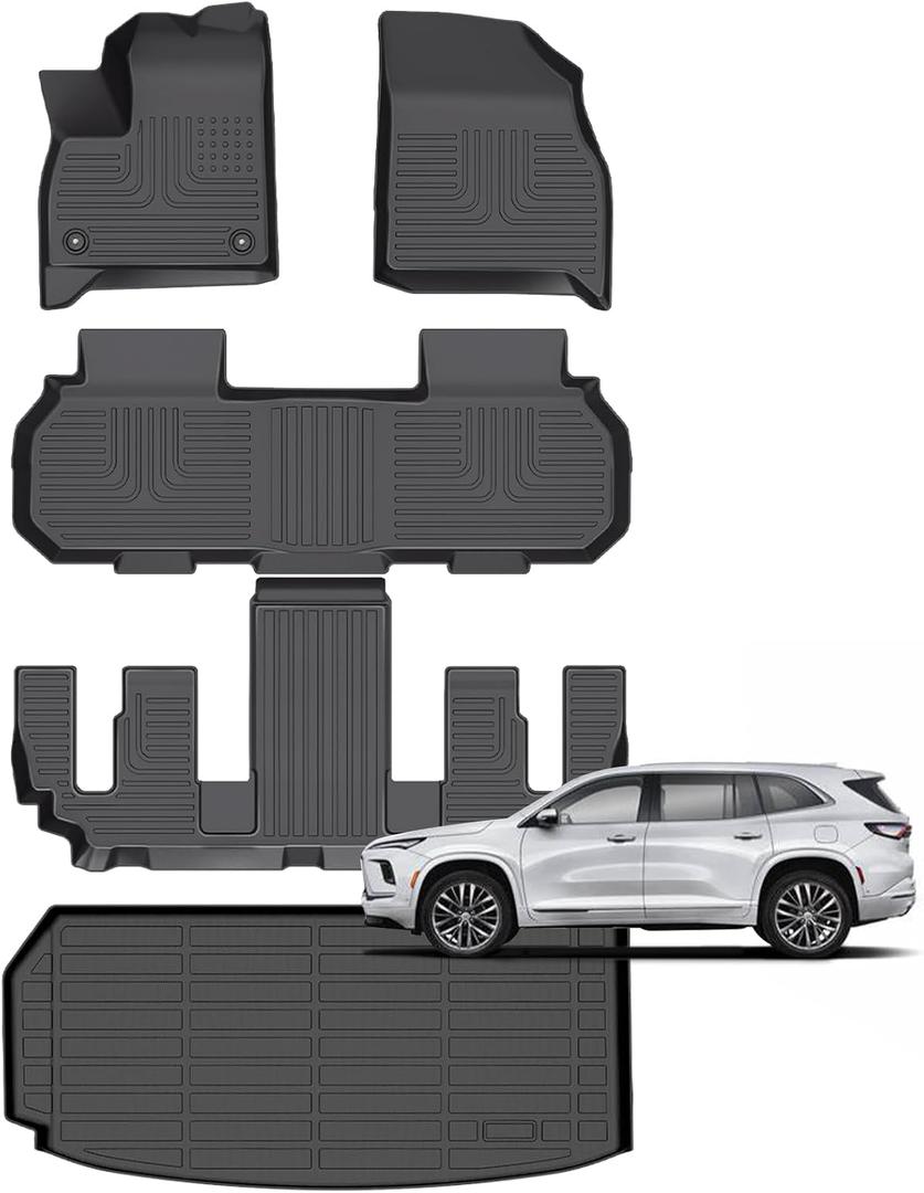 for Buick Enclave Floor Mats 2025-2026 & Chevy Traverse 2024-2026 (Only 7 Seats) & GMC Acadia 2024-2026 (Only 7 Seats),Car Mats for Buick Enclave All Weather Cargo Liner Accessories