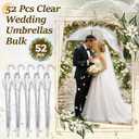 52 Pack Clear Wedding Umbrellas Bulk
Large Transparent Auto Open Umbrellas with White J Hook Handle, Rain Umbrellas for Wedding Photography, Events and Parties