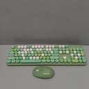 UBOTIE Colorful Computer Wireless Keyboards Mouse Combos, Typewriter Flexible Keys Office Full-Sized Keyboard, 2.4GHz Dropout-Free Connection and Optical Mouse (Green-Colorful)