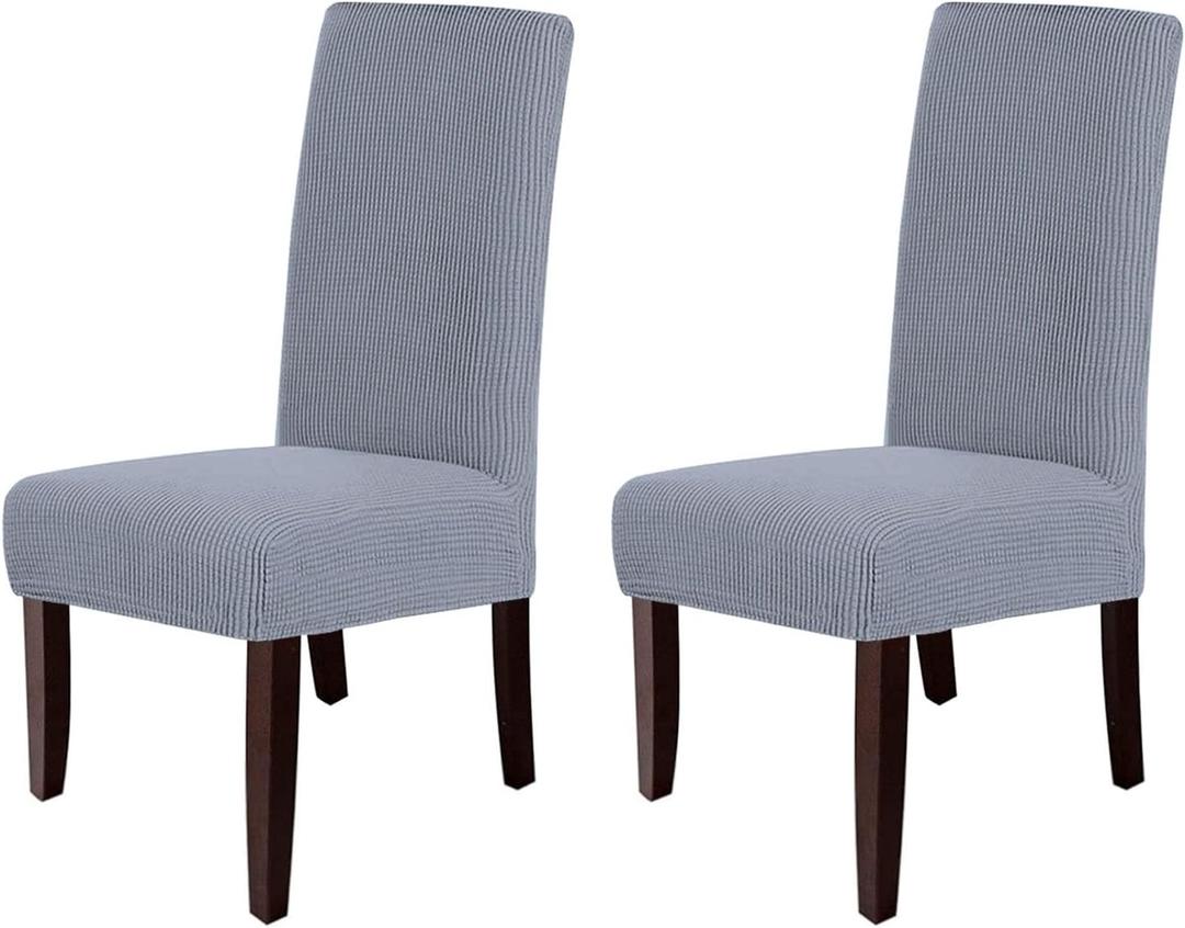 Chair Covers Stretch Chair Covers, 2 Pack Chair Slipcovers Dining Chair Protector Cover for Hotel, Dining Room, Banquet (Light Gray)
