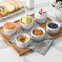 MALACASA Ramekins 6 oz Oven Safe, Porcelain Creme Brulee Ramekins Pudding Custard Cups Small Ceramic Souffle Dishes Ramakan Ramiken Ramicans Baking Bowls Set of 6, White, Series RAMEKIN-DISH