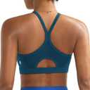 RUNNING GIRL Sports Bra for Women,Y Back Molded Cup Medium Impact Sports Bras with Sewn in Pads (Blue, L)