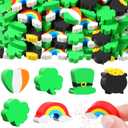 Gersoniel 240 Pieces St. Patrick's Mini Erasers for Kids Irish Shamrock Classroom Prizes School Cute Fun Puzzle Erasers Bulk Scented Pencil Toys for Party Supplies