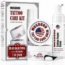 Tattoo Aftercare Kit, 10oz Tattoo Balm and 7oz Foam Soap, Moisturizes and Helps Protect Tattooed Skin, Revives New & Old Tattoo Appearance, pH Balanced Piercing & Tattoo Cleanser, Non-Petroleum Vegan