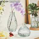 Glass Bud Vases Set of 4,Small Vase for Flowers,Clear Vintage Embossed Mini Vases,Flower Arrangements in Vases for Party or Home Decor (A)