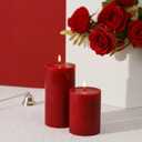 3x6 Inch Red Pillar Candles Set of 3 - Decorative Unscented Pillar Candle, Long Burning Dripless Candles, Smokeless Large Pillar Candles for Wedding, Dinner and Home Decor