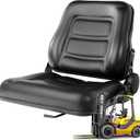 Universal Forklift Seat with Adjustable Backrest - Durable Leather Comfortable Replacement Forklift Seat, High-Resilience Foam, Fits Forklift, Dozers, Excavators, Tractors and More