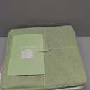 13 Inch Cube Storage Bins,Set of 4, Foldable Storage Basket with PU Handles for Organizing Home, Closet, Laundry, Office, Organizers for Shelves(White/Green)