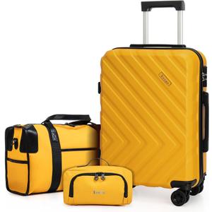 Eeeza Carry on Luggage Set 3 Piece, 20" Suitcase with Wheels,Yellow