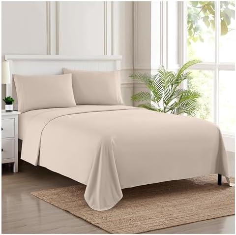 1800 Thread Count Sheet Set – Soft Egyptian Quality Brushed Microfiber Sheets – Luxury Bedding Set with Flat Sheet, Fitted Sheet, 2 Pillow Cases, Queen