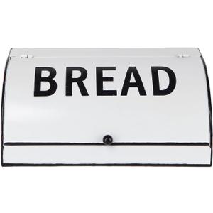 NIKKY HOME Extra Large Space Saving Metal Bread Box for Kitchen Countertop - Holds 2 Loaves - Farmhouse Breadbox Bread Bin Storage Container Holder High Capacity, Vintage White