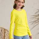 ZDC Kids Girls Long Sleeve Shirts Casual Crewneck Ribbed Knit Tops (Yellow)