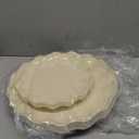 LIYH 11 Pcs Beige Plastic Plates Reusable Unbreakable Dinner Plates Scalloped Plastic Plates Dishwasher Safe Ivory Plate Sets Perfect for Parties Birthday Picnics BPA Free