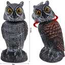 Hausse 2 Pack Fake Owl Decoys to Scare Birds Away, Rotating Head Plastic Owl Bird Deterrents, 10.6 Inch Height Bird Scarecrow Nature Enemy Horned Pest Repellent for Outdoor Garden Yard (Black)