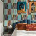 Abstract Grid Black & Blue Peel and Stick Wallpaper by RoomMates, RMWS1246 20.5-in x 18-ft