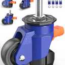 KOSTANZO Leveling Stem Casters Set of 4 Heavy Duty Retractable Caster Wheels, 1/2" and M12 Stem Size, Total Capacity 660 Lbs, Adjustable Wheel with Ratchet Handle for Workbench, Cabine, Machine, etc