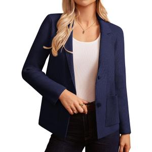 GRACE KARIN Blazer for Women Business Casual, Long Sleeve Sweater Blazers 2025, Knit Office Work Outfits (X-Large, Navy Blue)