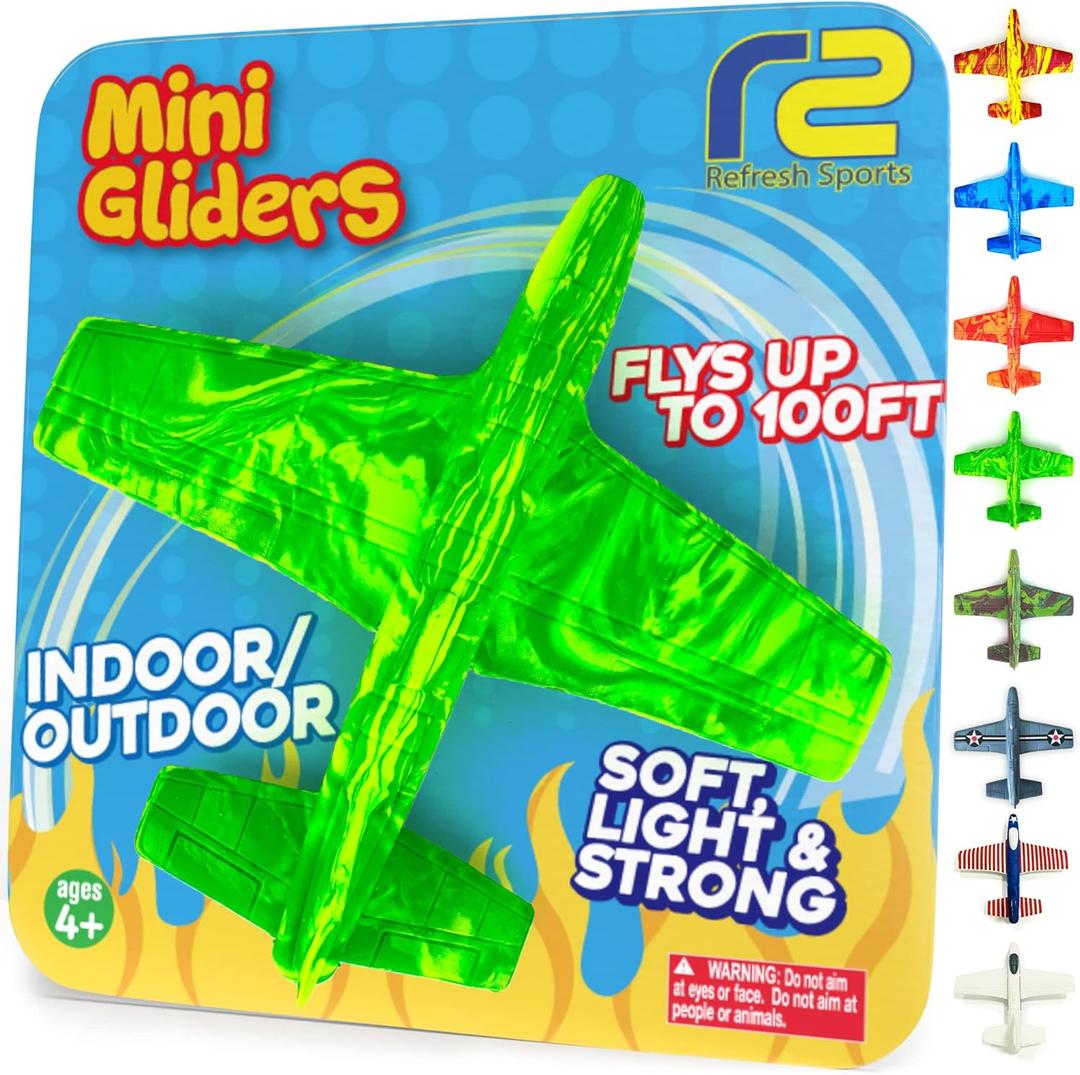 Foam Airplane - Best Outdoor Toys for Kids 3 4 5 6 7 8 9 + Year Old Boys - Best Toy Stuffers Gift & Boy Toddler Toys & Airplane Gift Idea - Gifts for Boys Toys Age 4-6 & Summer Party Favors (Green)