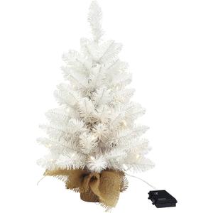SENNOUL Small Christmas Tree with Lights, 2ft Pre Lit Artificial Mini Xmas Tree for Tabletop, Outdoor, Bedroom, Office Decorations, Includes 50 Led Warm Lights, 73 PVC Branch Tips, White（Battery Operated）