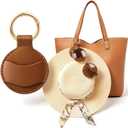 Niveaya Upgraded Magnetic Hat Clip for Hanging Sunglasses, Stylish Hat Clip for Travel Bag Luggage Backpack, Strong Magnet Hat Holder, Hands-Free, Beach Cruise Vacation Essentials, 1-Pack Brown