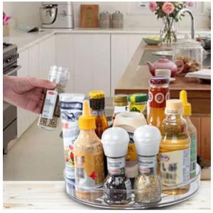XTYPE Transparent Multifunctional 360° Rotation Rack Round Plastic Turntable Spice Organizer Cosmetics Storage Shelf