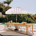 6ft Portable Beach Umbrellas For Sand Pink Striped Boho Fringe Umbrella Outdoor Patio Umbrella Tilt UV Protection Waterproof Pool Umbrella with Storage Bag Backyard Umbrellas For Patios Outside