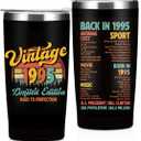 Vintage 1995, 31st Birthday Gifts for Men Him, 31st Birthday Decorations Tumbler, 20 oz Stainless Steel Insulated Coffee Mug, Gifts for 31 Year Old Man Friend, Travel Cup, Black Drinking Cup for Car
