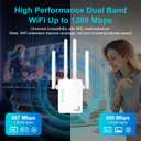 WiFi Extender Signal Booster for Home, Dual Band 1200Mbps Internet Extender WiFi Booster Up to 12888 Sq.ft Coverage and 105 Devices, WiFi Repeater with Ethernet Port, Easy Setup