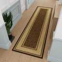 Ottomanson Hallway Runner Rug 2'7" x 9'10" Non Slip Border Area Rugs Easy to Clean Laundry Rug Runner Durable & Pet Friendly Floor Carpet Runners for Hallways Entryway Living Room Kitchen, Brown