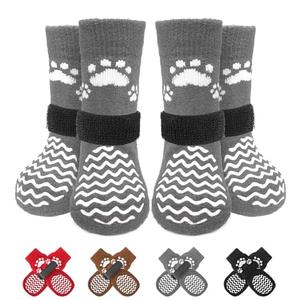 Anti Slip Dog Socks with Grippers for Hardwood Floors, Dog Shoes for Hot/Cold Pavement, Boots & Paws Protectors to Prevent Licking, Traction Booties for Senior XLarge Dogs