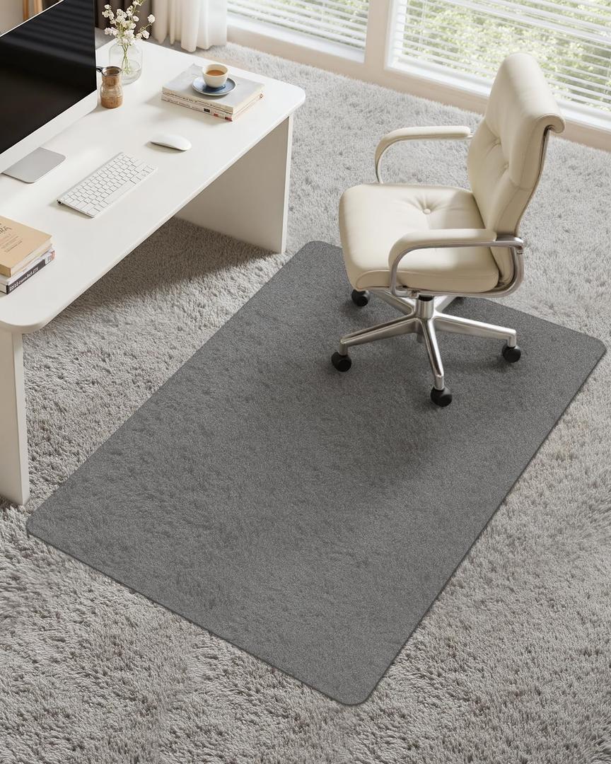 Blvornl 34.5"*47.1" Hard Material Chair Mat for High Pile Carpet and Hardwood Floor, Heavy Duty Computer Chair Mat, Frosted Clear Chair Pad for Rolling Chairs Office and Home Clear, Black