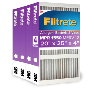 Filtrete 20x25x4 Air Filter, MERV 12, MPR 1550, 4 HVAC Filters
