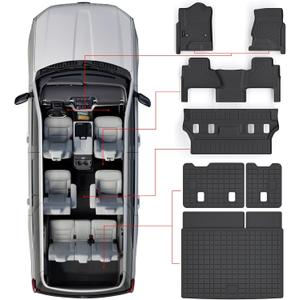 Floor Mats & Trunk Mat for Chevrolet Tahoe 2015-2020 Row Bucket Seat(7 Seats Version) &GMC YukonNot Fit XL,TPE All Weather Protection Car Floor Liners for Chevy Tahoe